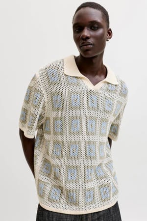 relaxed polo gebreid beige