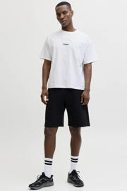 thumbnail: Witte heren JACK & JONES CORE relaxed T-shirt van katoen met backprint, korte mouwen en ronde hals
