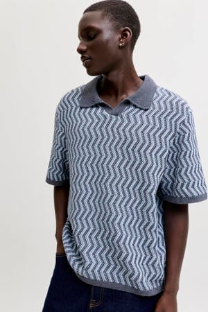 relaxed polo gebreid blauw