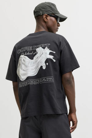 relaxed T-shirt met backprint zwart
