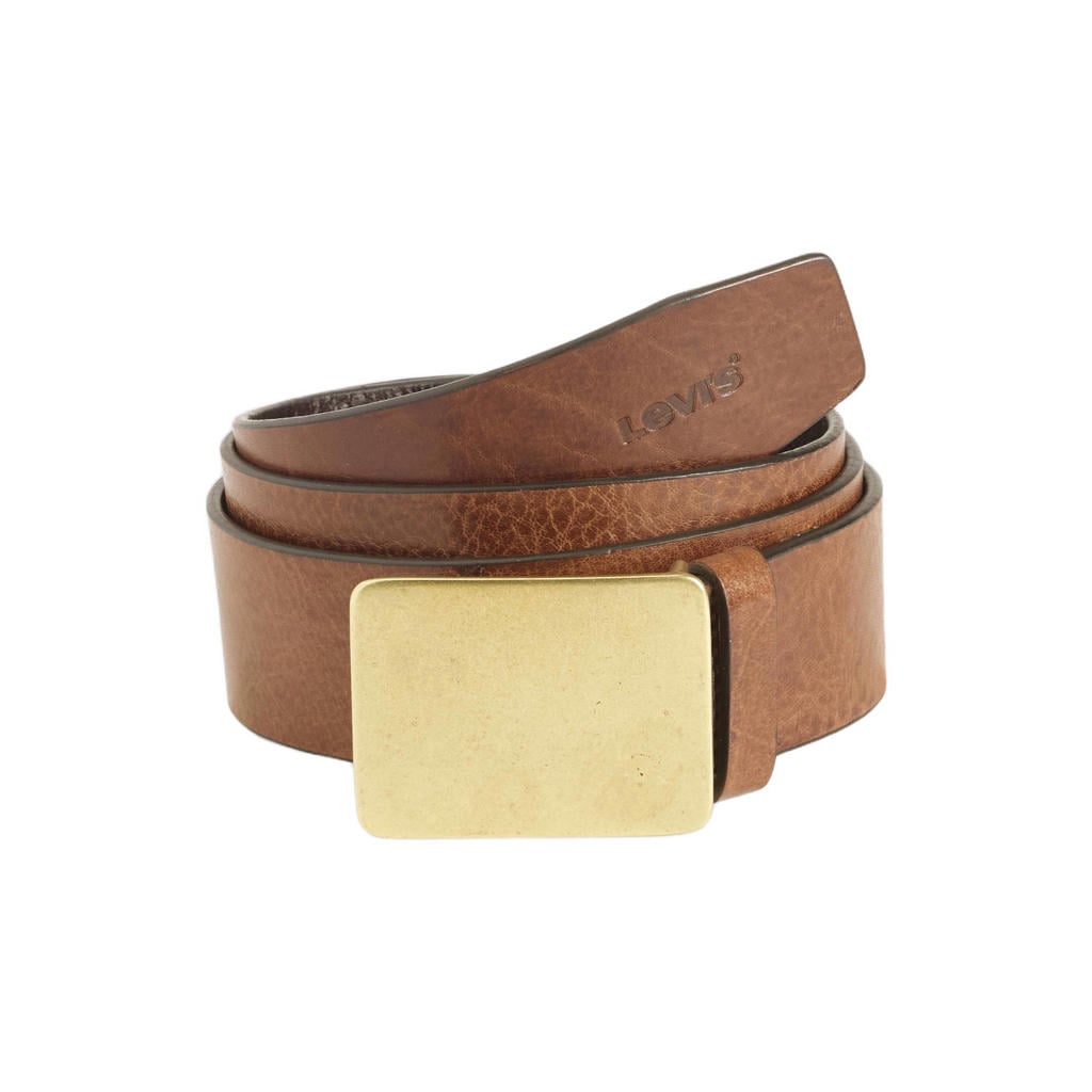 Levi's leren riem Ryder Plaque cognac