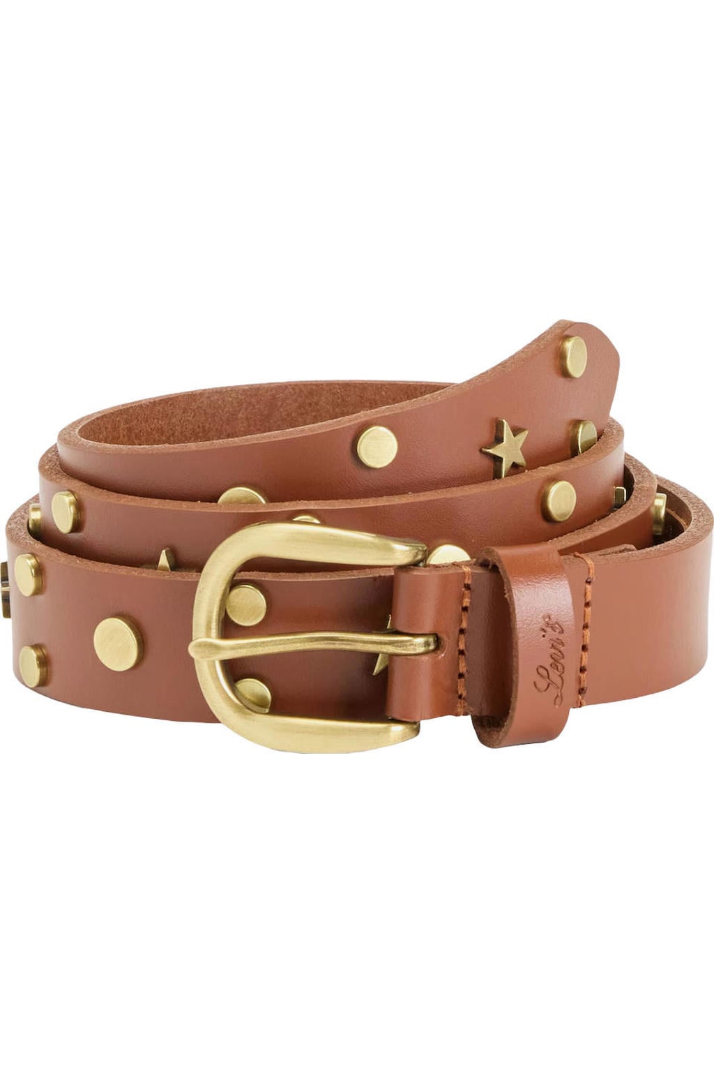 Levi's leren riem met studs Constellation cogac