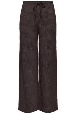 high waist straight fit broek - donkerbruin