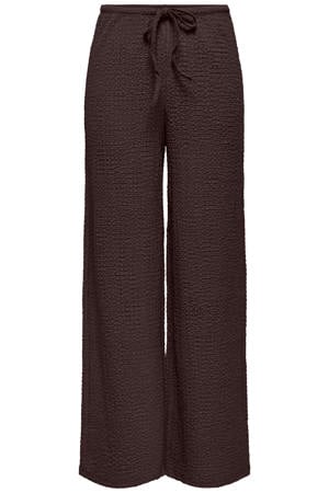 high waist straight fit broek - donkerbruin