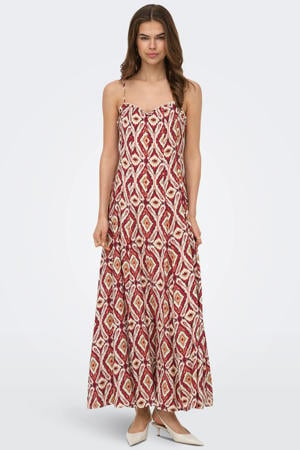 viscose maxi zomerjurk met print - rood