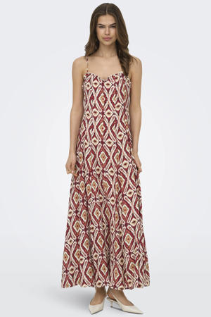 viscose maxi zomerjurk met print - rood