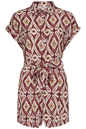rechtvallende jumpsuit met print - donkerrood