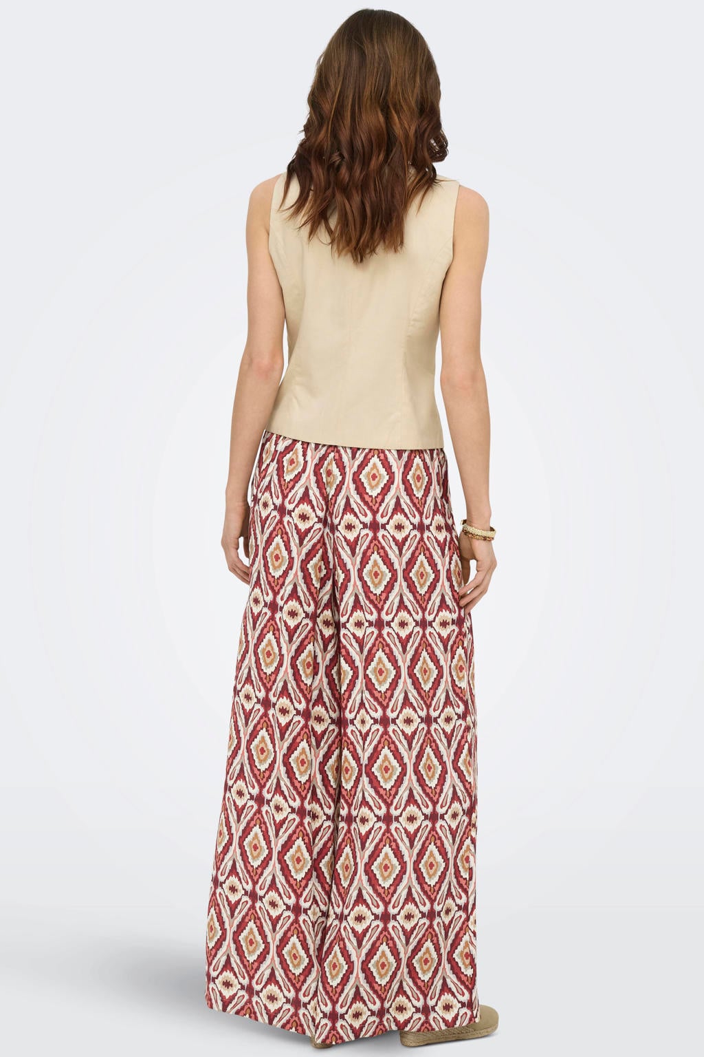 ONLY wide leg broek met print - donkerrood