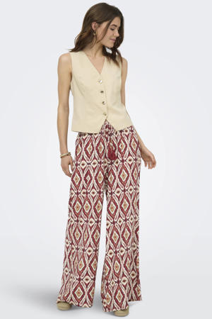 wide leg broek met print - donkerrood