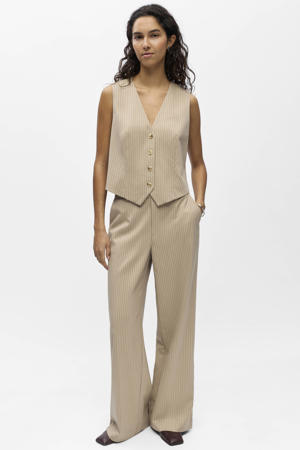 gestreepte regular fit blazer - beige