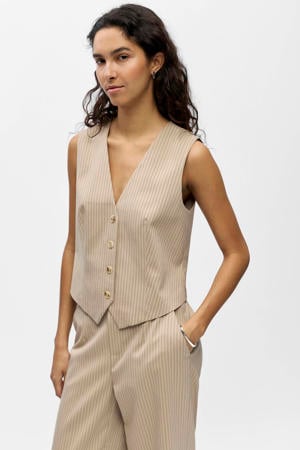 gestreepte regular fit blazer - beige