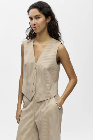 gestreepte regular fit blazer - beige