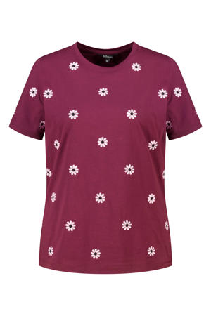 T-shirt Plus Size met borduursels - donkerrood