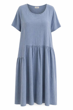 zomerjurk met ruches Plus Size - mediumblauw