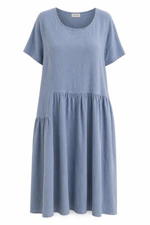 zomerjurk met ruches Plus Size - mediumblauw
