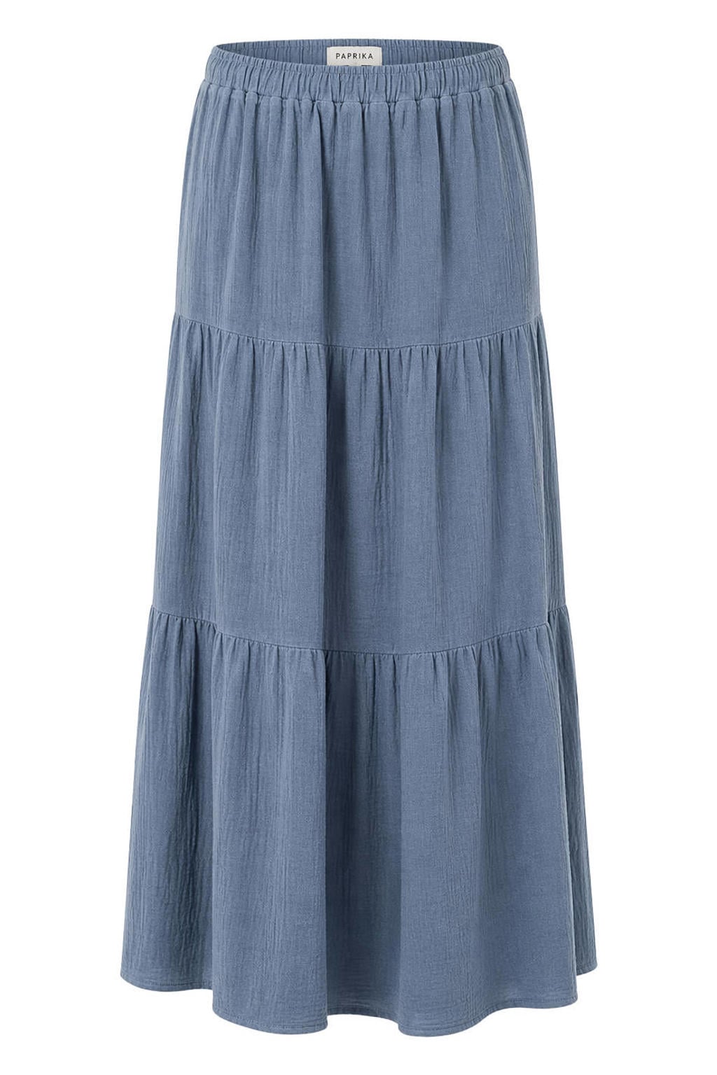 Blauwe dames Paprika midi rok gemaakt van katoen en met elastische tailleband