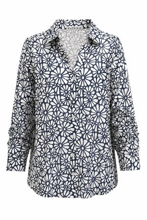 gebloemde blouse donkerblauw