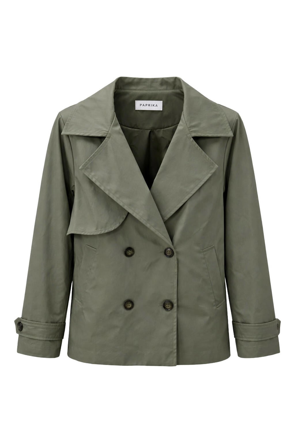 Lichtkaki dames Paprika trenchcoat van polyester met effen, lange mouwen en reverskraag