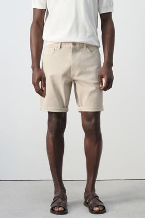denim slim short beige