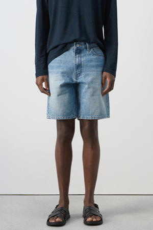 denim straight short blauw