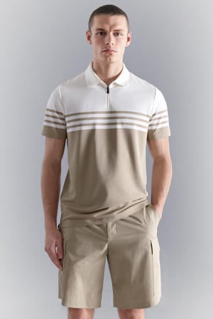 slim gestreepte polo beige