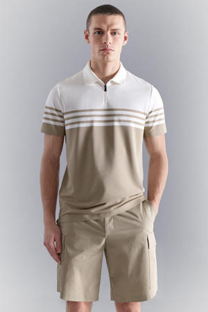 slim gestreepte polo beige