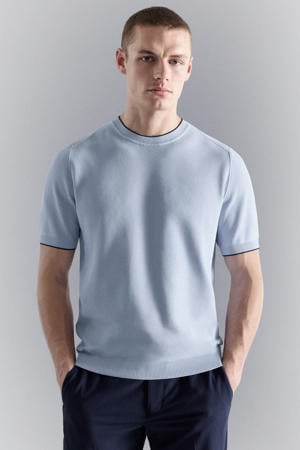 regular T-shirt gebreid lichtblauw