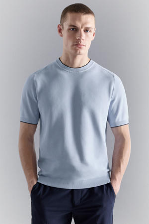 regular T-shirt gebreid lichtblauw