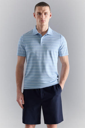 slim gestreepte polo lichtblauw