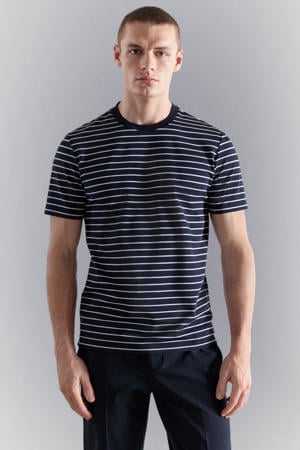 slim gestreept T-shirt donkerblauw