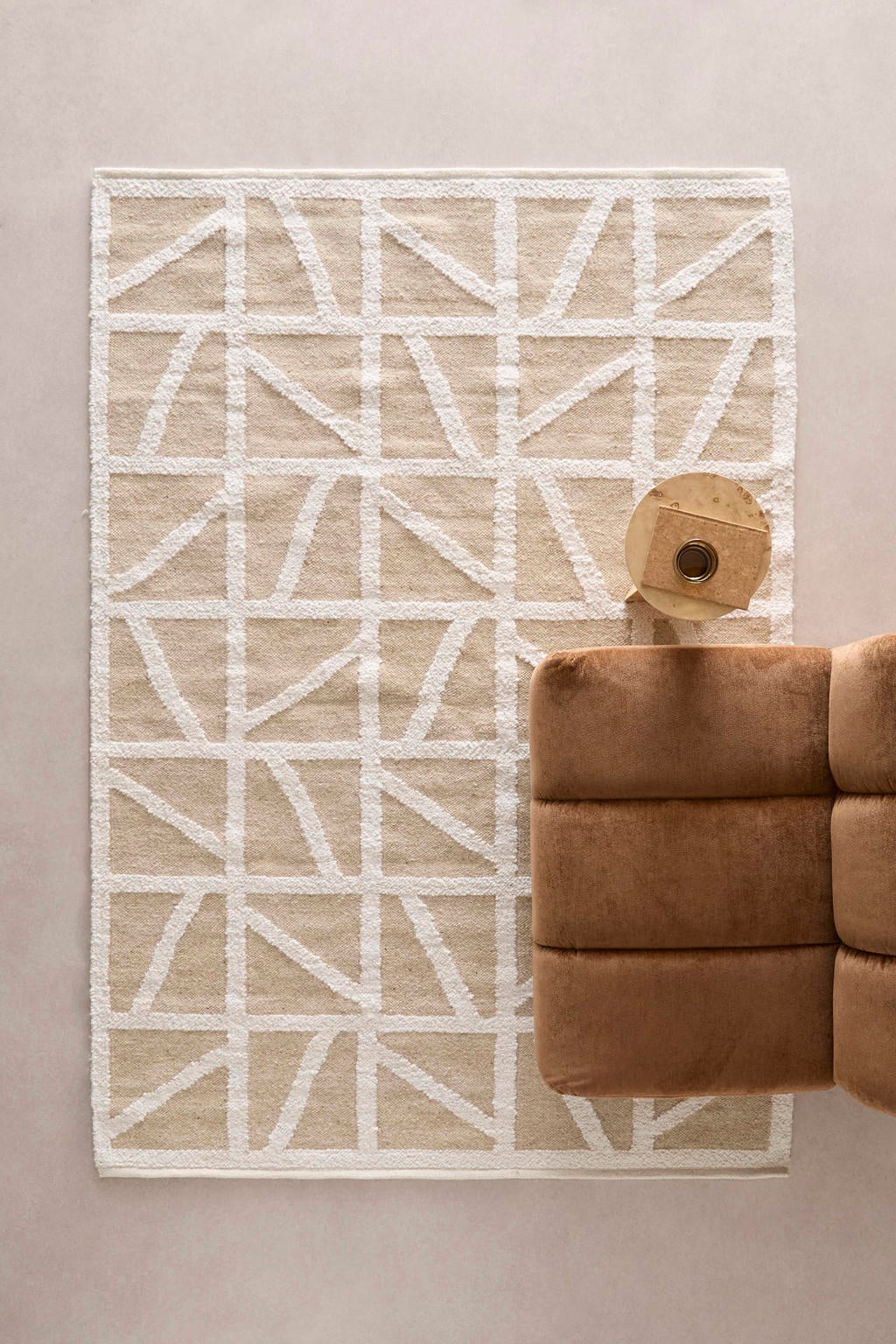 NOUS Living rechthoekige wollen grafische vloerkleed Sido 230x160 cm - naturel/gebroken wit