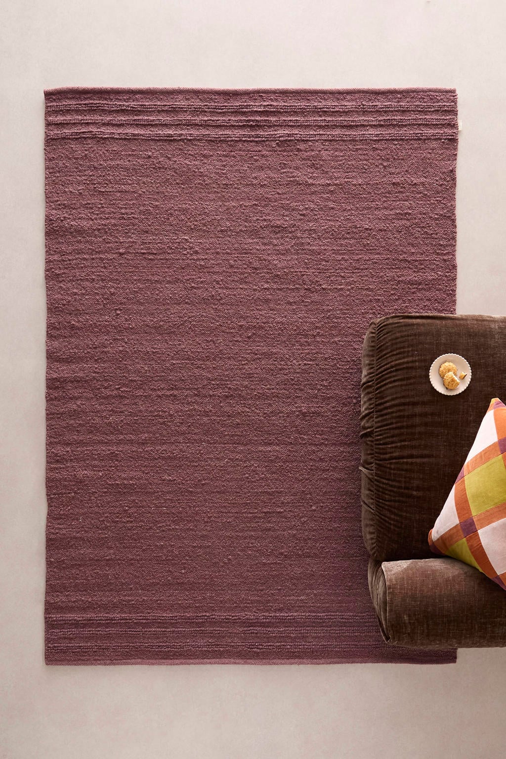NOUS Living rechthoekige wollen grafische vloerkleed 230x160 cm - donkerrood