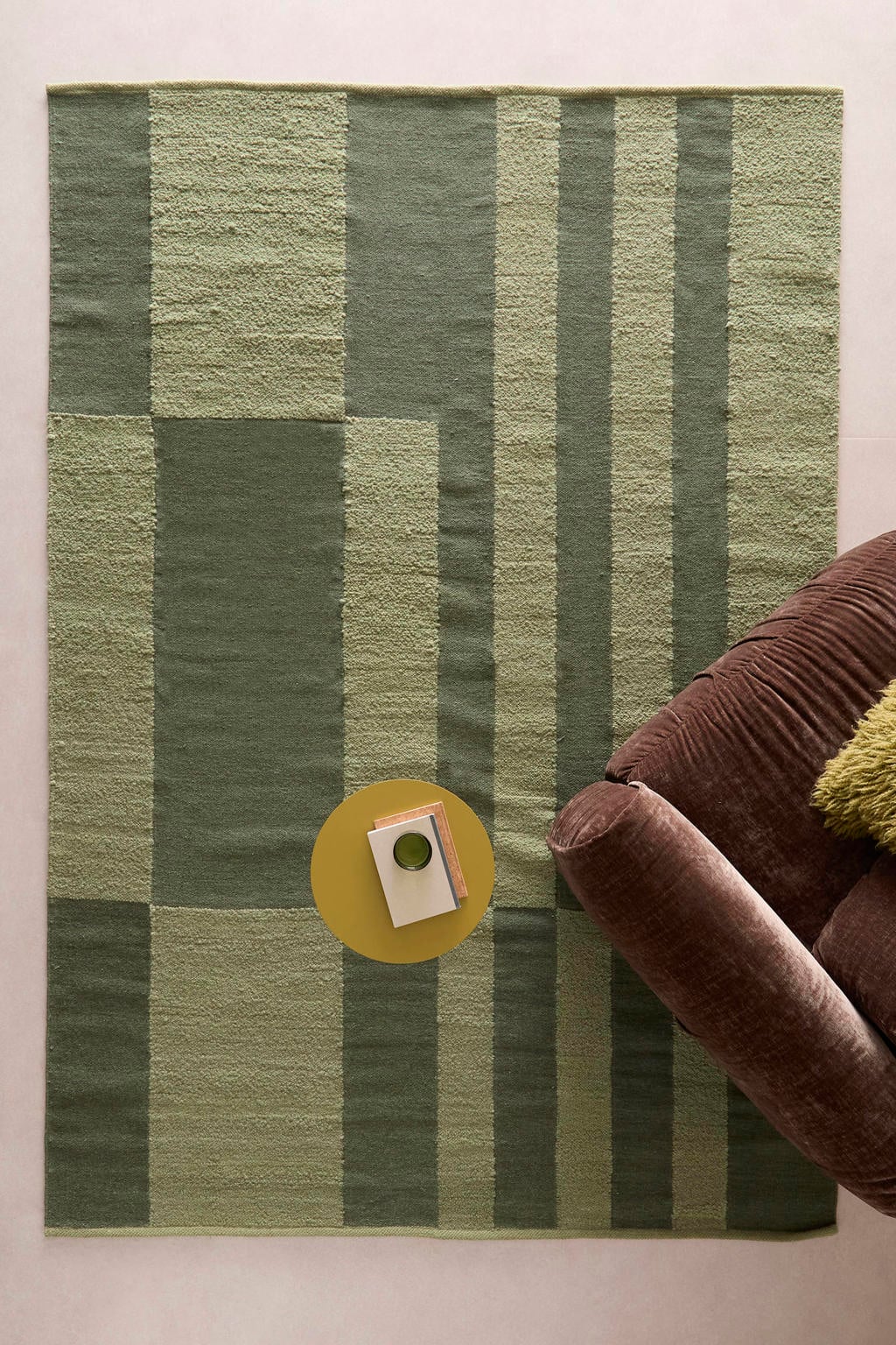 NOUS Living rechthoekige wollen geruite vloerkleed Silven 290x200 cm - groen