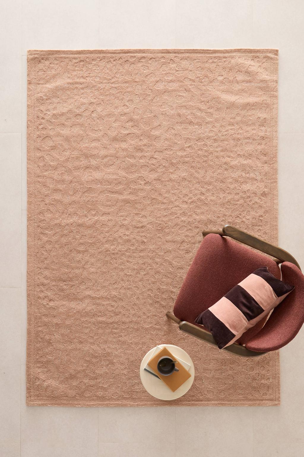 NOUS Living laagpolig wollen vloerkleed Savine met panterprint 230x160 cm - oudroze