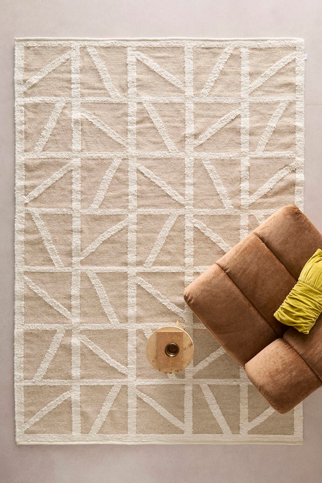 NOUS Living rechthoekige wollen grafische vloerkleed Sido 290x200 cm - naturel/gebroken wit