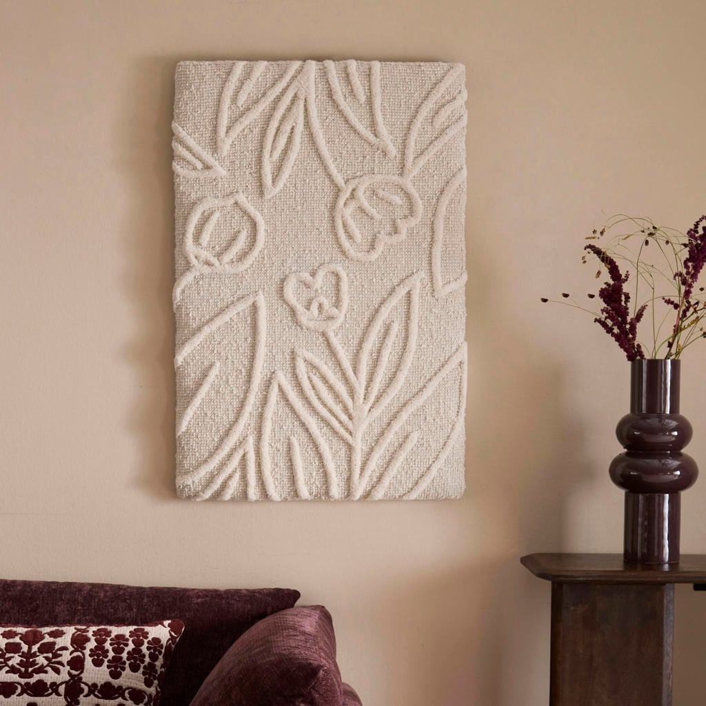 NOUS Living wollen schilderij Sharina 60x90 cm - crème