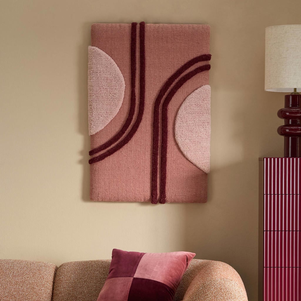 NOUS Living wollen schilderij Sjuul 60x90 cm - roze/bordeaux