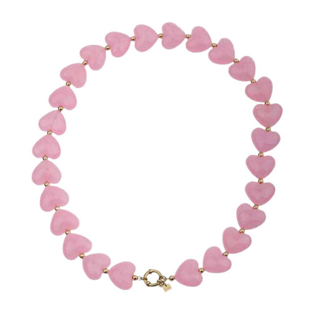 By Jam Gioielli kralenketting met hartjes roze