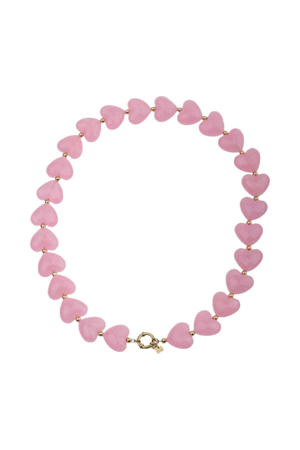 kralenketting met hartjes roze