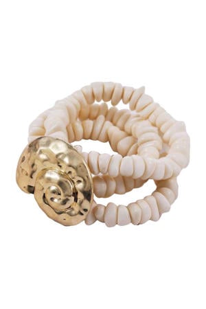 armband met schelp ecru/goudkleurig