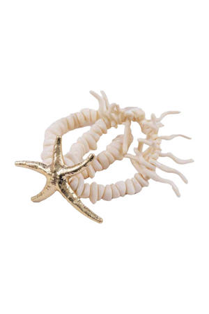armband met zeester ecru/goudkleurig