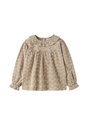 blousetop broderie lichtbruin