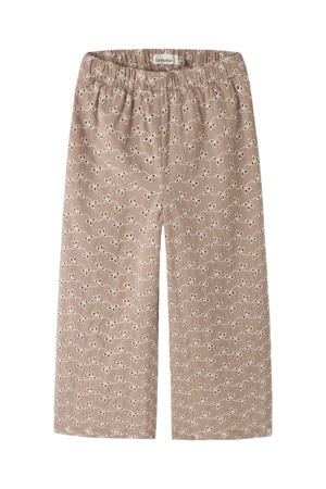 straight regular waist casual broek lichtbruin broderie