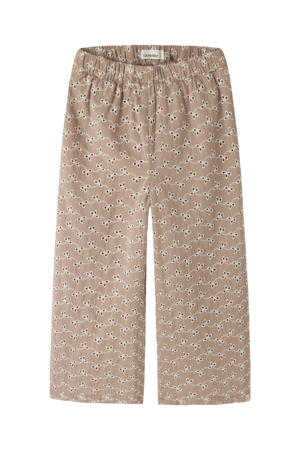 straight regular waist casual broek lichtbruin broderie