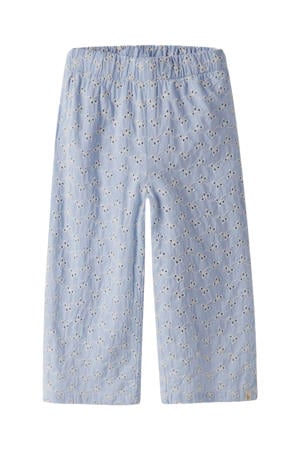 straight regular waist casual broek blauw broderie