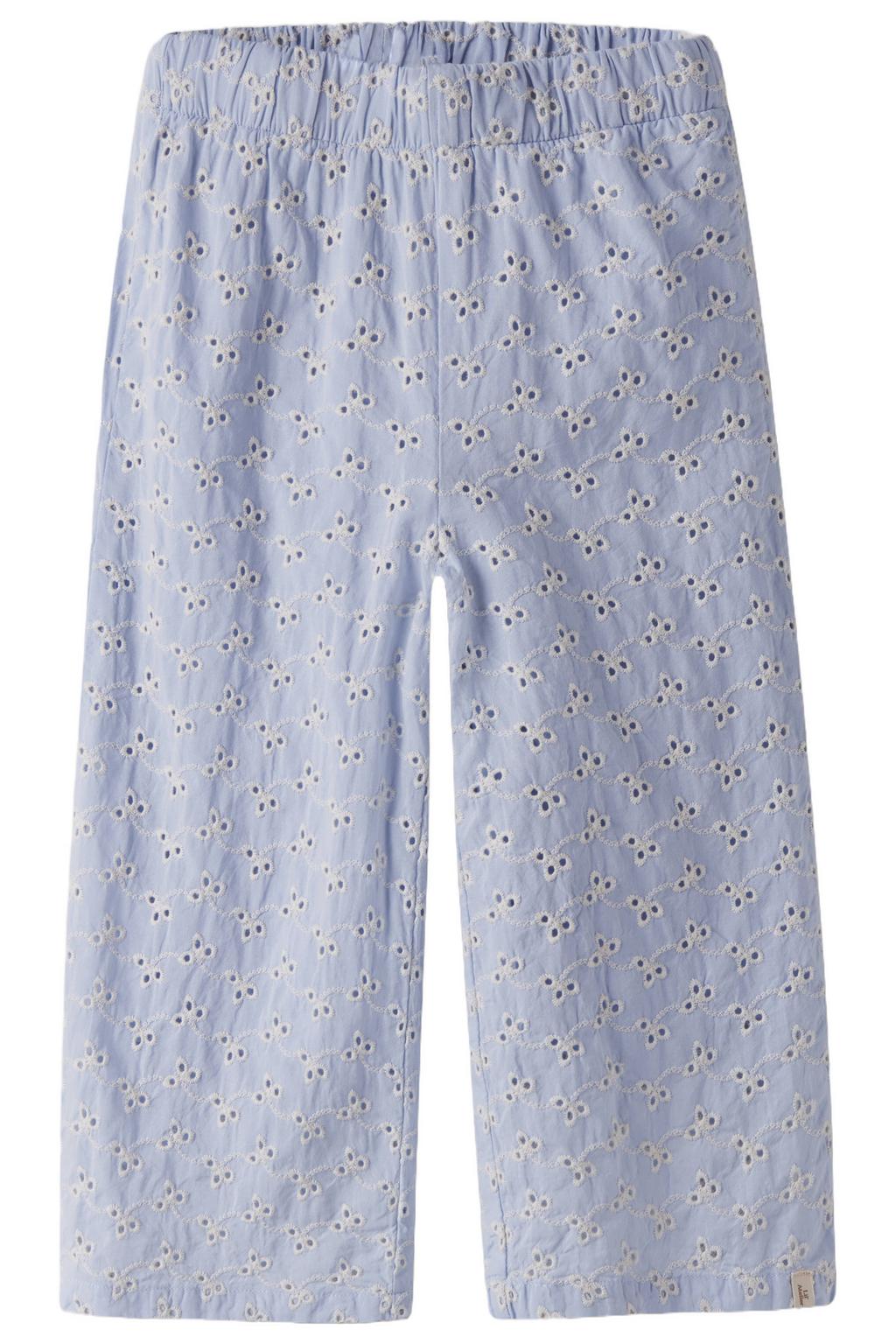 LIL' ATELIER MINI straight regular waist casual broek blauw broderie