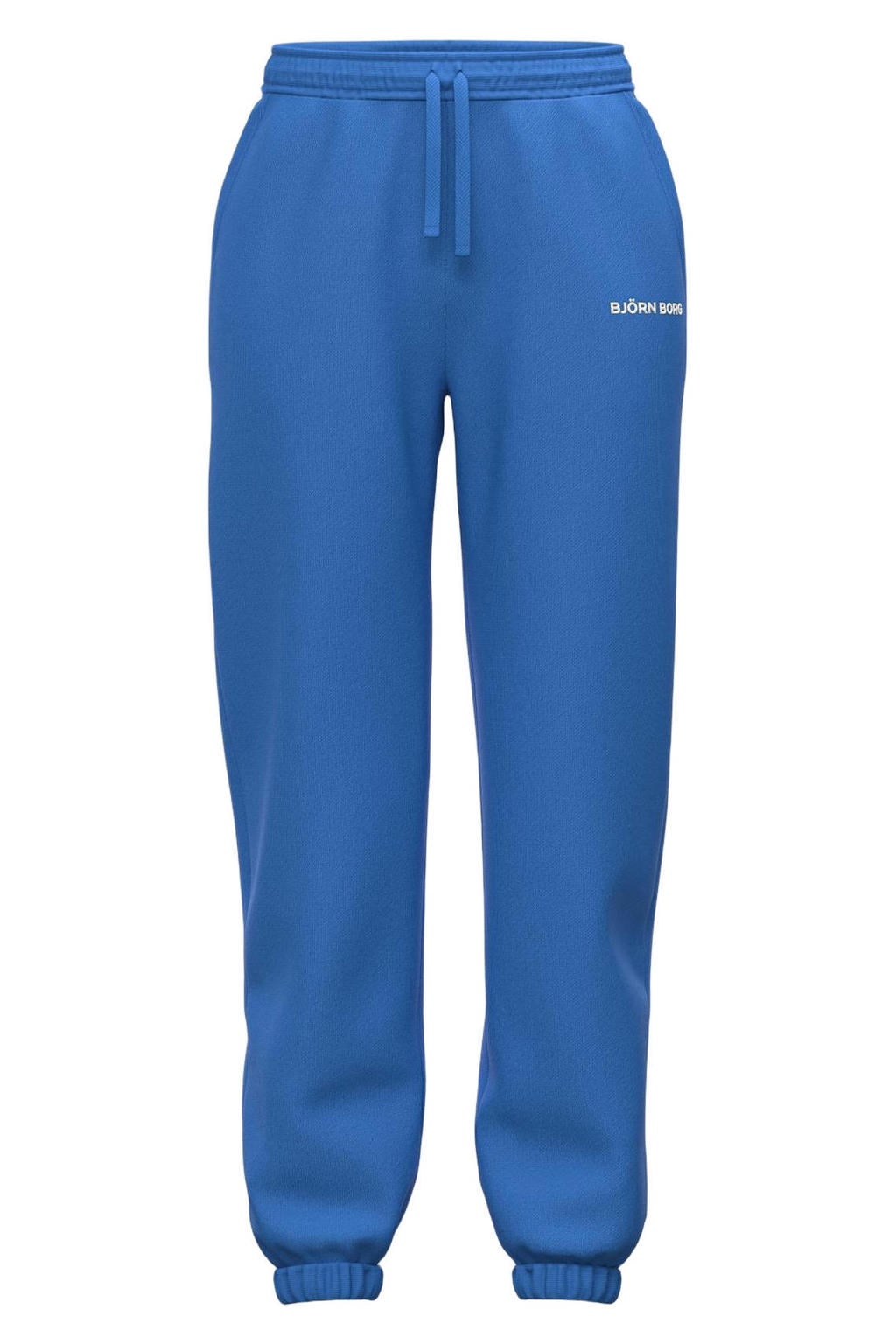 Blauwe dames Björn Borg regular waist broek van katoen met elastische tailleband met koord en logo dessin