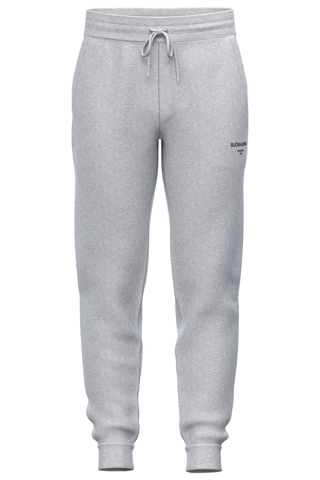 Grijze heren Björn Borg regular joggingbroek van katoen met effen