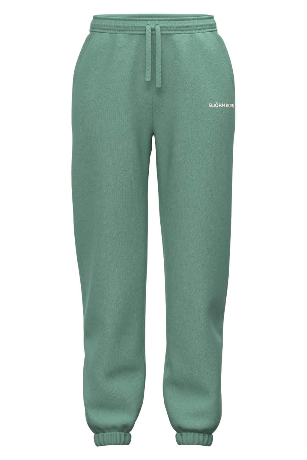 Groene dames Björn Borg regular waist broek van katoen met elastische tailleband met koord en logo dessin
