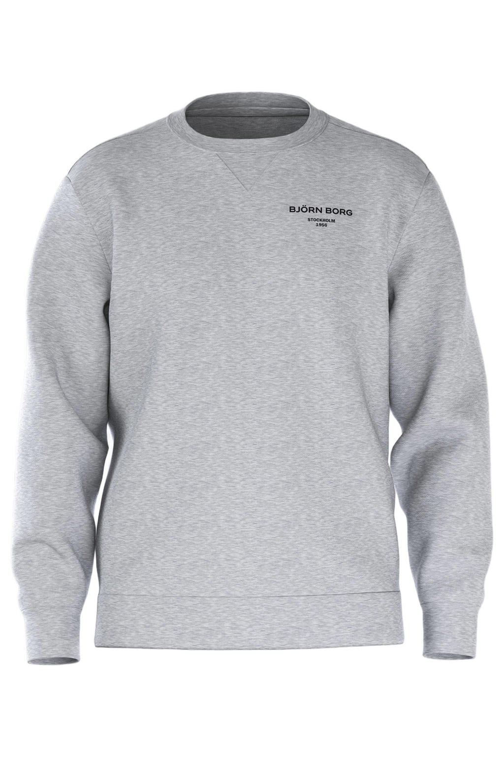 Grijze heren Björn Borg sweater met logo dessin, lange mouwen en ronde hals